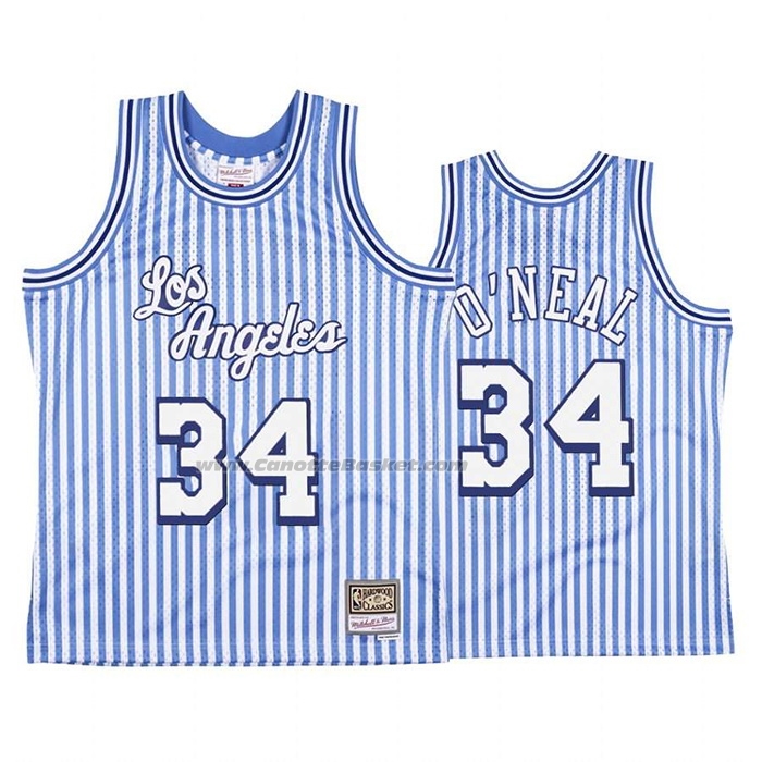 Maglia Los Angeles Lakers Shaquille O'neal NO 34 Mitchell & Ness 1996-97 Blu Bianco